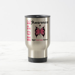 Hope Awareness Butterfly Breast Cancer Travel Mug