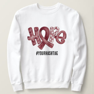 Hope Awareness Ribbon Burgund Personalized Hashtag Sweatshirt
