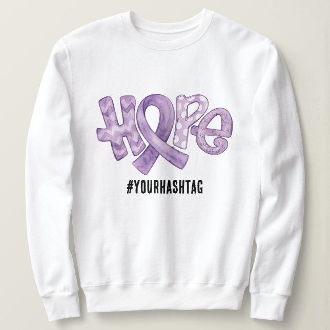 Hope Awareness Ribbon Personalised Hashtag Sweatshirt (Design Front)