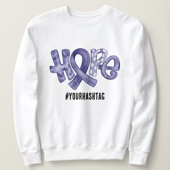 Hope Awareness Ribbon Personalized Hashtag Sweatshirt (Design Front)