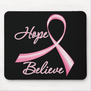 Hope Believe Brush Ribbon Breast Cancer Mouse Pad
