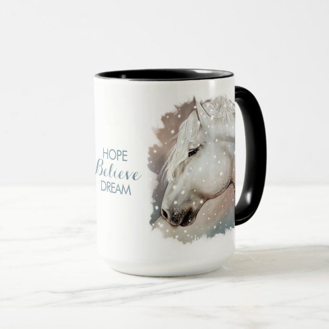Hope, Believe, Dream. Horse cup (Front Right)