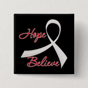 Hope Believe Lung Cancer 15 Cm Square Badge