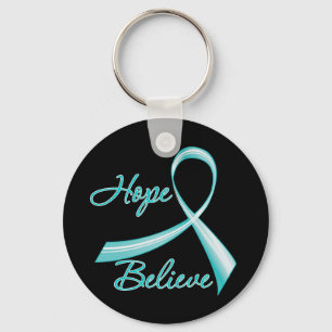 Hope Believe Ovarian Cancer Key Ring