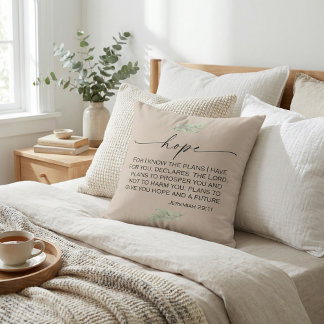 Hope Bible Verse from Jeremiah 29:11 Cushion