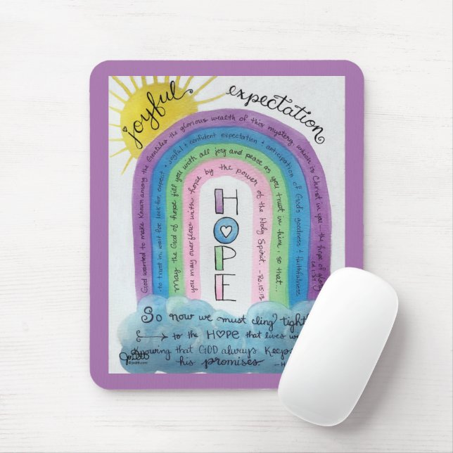 Hope Bible Verse Scripture Watercolor Rainbow Art  Mouse Pad (With Mouse)