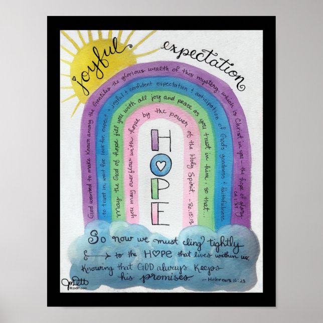 Hope Bible Verse Watercolor Rainbow Inspirational Poster (Front)