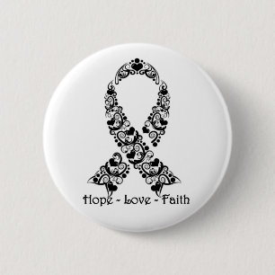 Hope Black Awareness Ribbon 6 Cm Round Badge