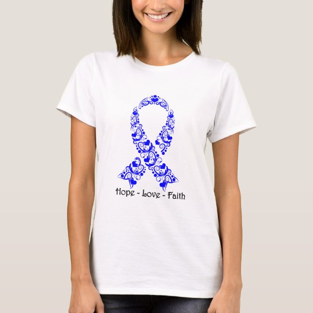 Hope Blue Awareness Ribbon T-Shirt (Front)