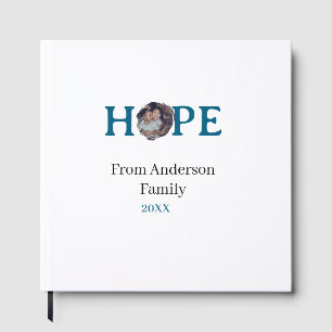 Hope blue holidays bold letter kids photo name yea guest book