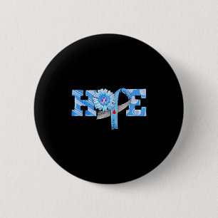 Hope Blue Ribbon Sunflower T1d Diabetes Awareness 6 Cm Round Badge