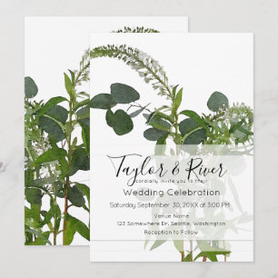 "Hope" Botanical Watercolor W/ Eucalyptus Leaves Invitation