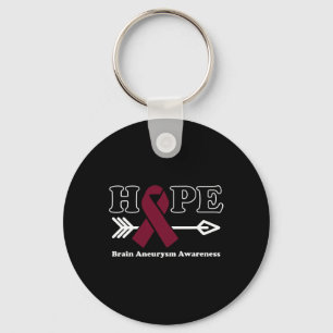 Hope - Brain Aneurysm Awareness Burgundy Ribbon  Key Ring