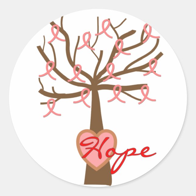 "Hope", Breast Cancer Awareness Gifts Classic Round Sticker (Front)