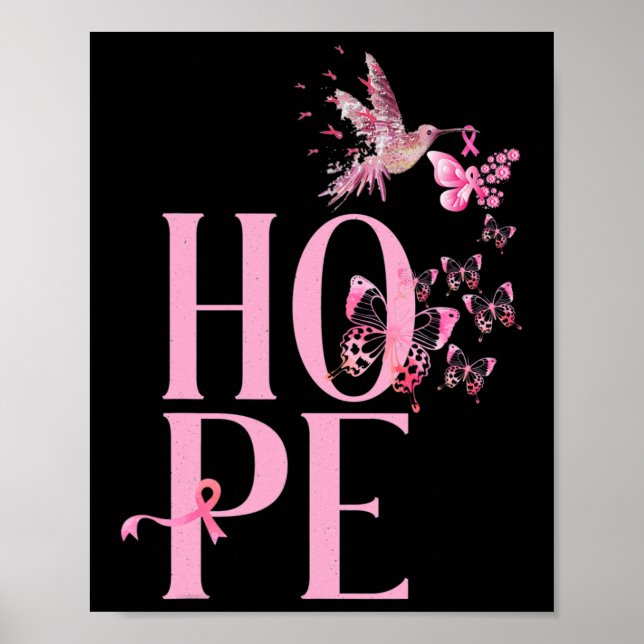 Hope Breast Cancer AwarenessandHummingbird Breast  Poster (Front)