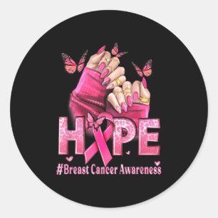 Hope Breast Cancer Pink Ribbons Cute Design Women Classic Round Sticker