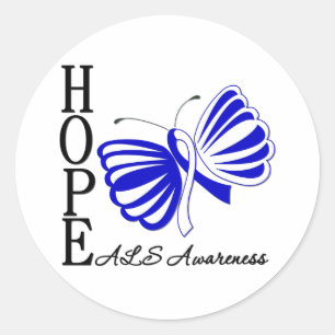 Hope Butterfly ALS Disease Classic Round Sticker