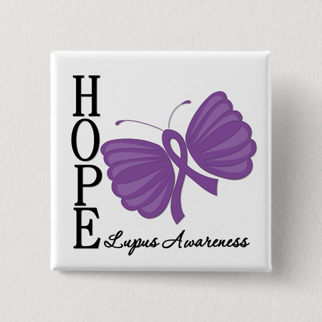 Hope Butterfly Lupus 15 Cm Square Badge (Front)