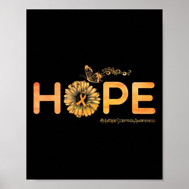 Hope Butterfly Multiple Sclerosis Awareness Gifts  Poster (Front)
