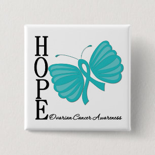 Hope Butterfly Ovarian Cancer 15 Cm Square Badge