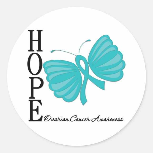 Hope Butterfly Ovarian Cancer Classic Round Sticker (Front)