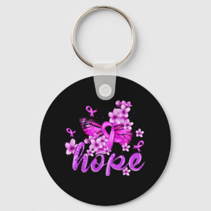 Hope Butterfly Purple Ribbon Overdose Awareness Key Ring
