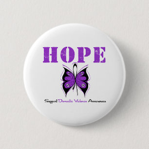 Hope Butterfly Ribbon Domestic Violence 6 Cm Round Badge