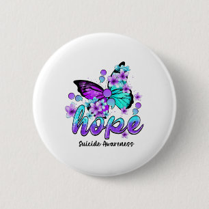 Hope Butterfly Semicolon Suicide Awareness Gifts  6 Cm Round Badge