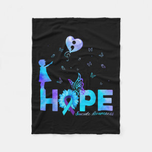 Hope Butterfly Sunflower Suicide Prevention Awaren Fleece Blanket
