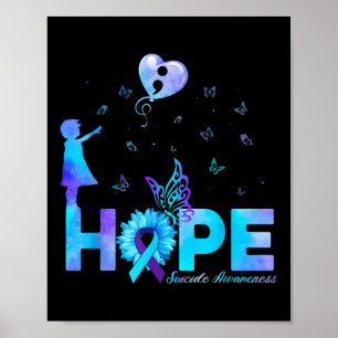 Hope Butterfly Sunflower Suicide Prevention Awaren Poster
