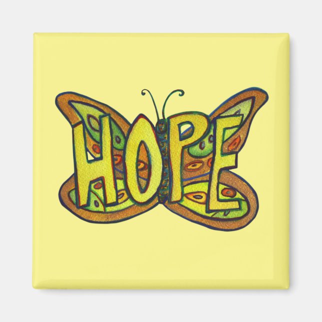 Hope Butterfly Word Art Inspirational Magnet (Front)