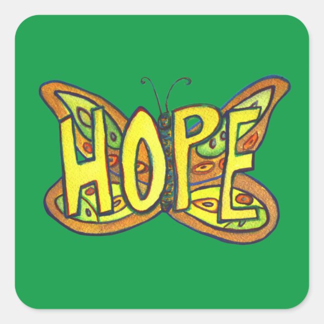 Hope Butterfly Word Art Inspirational Stickers (Front)
