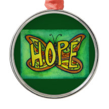 Hope Butterfly Word Gift Holiday Ornament