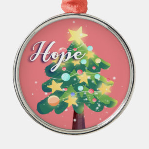 Hope Caption Carton Christmas Tree Pink   Metal Tree Decoration