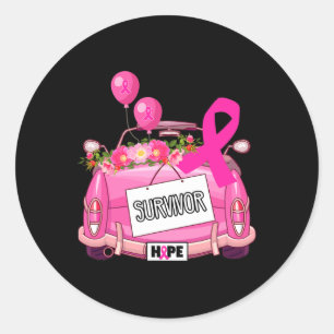 Hope Car Survivor Breast Cancer Awareness Pink Rib Classic Round Sticker