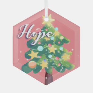 Hope Carton Christmas Tree Pink   Glass Tree Decoration