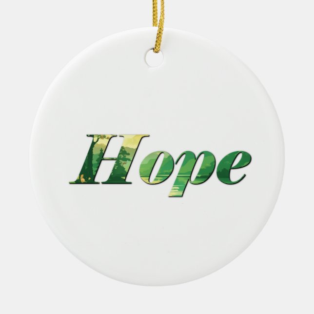 Hope. Ceramic Tree Decoration (Front)