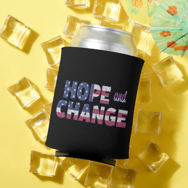 Hope & Change Red White Blue American Flag Can Cooler (In Situ Summer)
