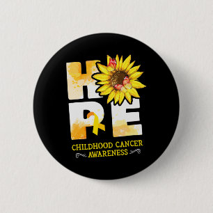 Hope Childhood Cancer Awareness Flowers   6 Cm Round Badge