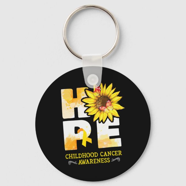 Hope Childhood Cancer Awareness Flowers   Key Ring (Front)