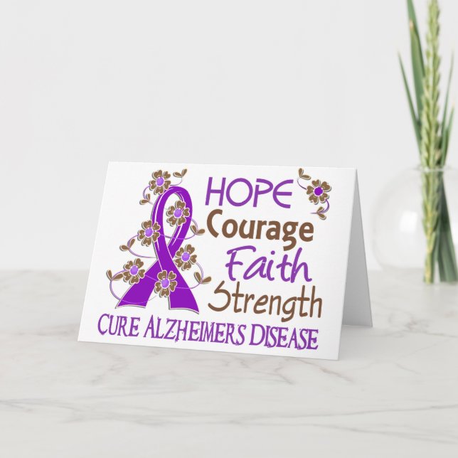 Hope Courage Faith Strength 3 Alzheimer's Disease Card (Front)