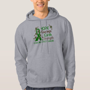 Hope Courage Faith Strength 3 Bile Duct Cancer Hoodie