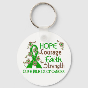 Hope Courage Faith Strength 3 Bile Duct Cancer Key Ring