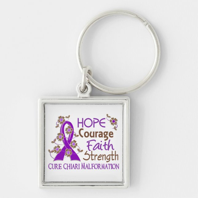 Hope Courage Faith Strength 3 Chiari Malformation Key Ring (Front)