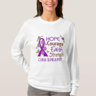 Hope Courage Faith Strength 3 Epilepsy T-Shirt