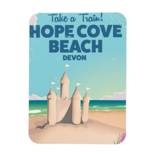 Hope Cove Beach Devon Vintage travel poster Magnet