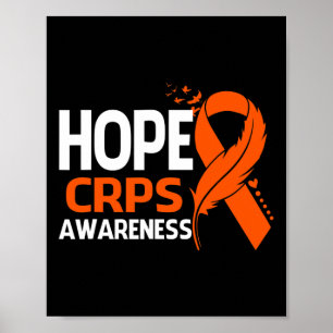 Hope Crps Awareness Month Orange Ribbon Feather Su Poster