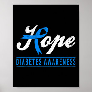 Hope Diabetes Awareness Ribbon Diabetic Type 1 T1 Poster