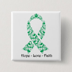 Hope Emerald Green Awareness Ribbon 15 Cm Square Badge