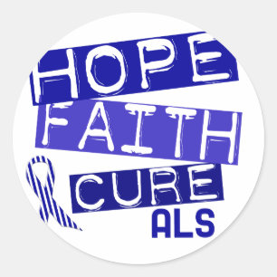 HOPE FAITH CURE ALS CLASSIC ROUND STICKER